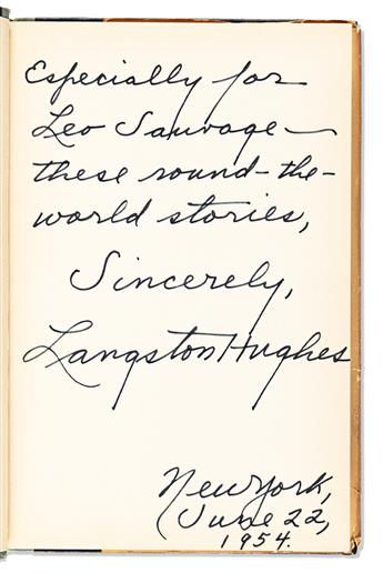 HUGHES, LANGSTON. Two items, each Signed and Inscribed: Laughing to Keep from Crying * Typed invitation to his musical Jerico-Jim Crow.